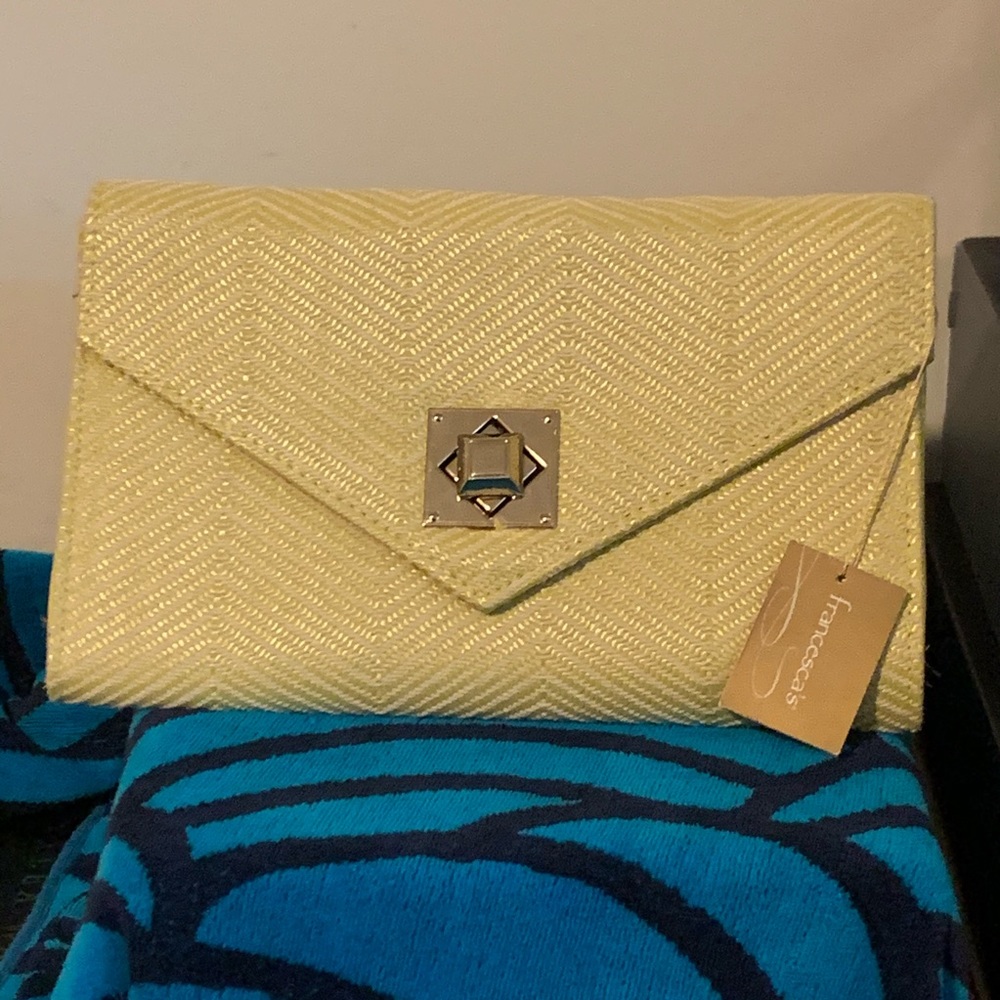 Lime tweed-like Clutch